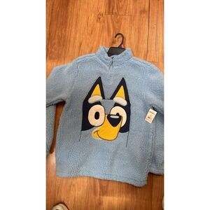 Bluey Sweatshirt Mens 2XL XXL Blue Plush Fuzzy Sherpa Fleece Zip Pullover